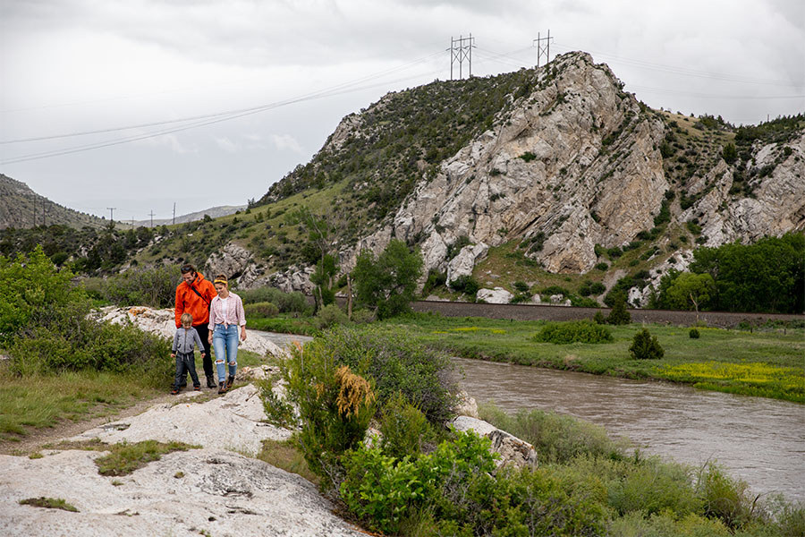 People hiking at Missouri Headwaters State Park