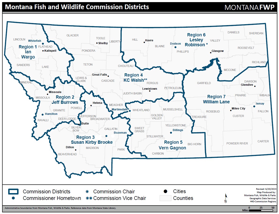 Map of commissioners by region