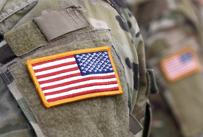 American flag patch on an army uniform