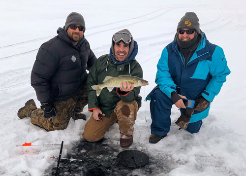 Ice fishing with friends