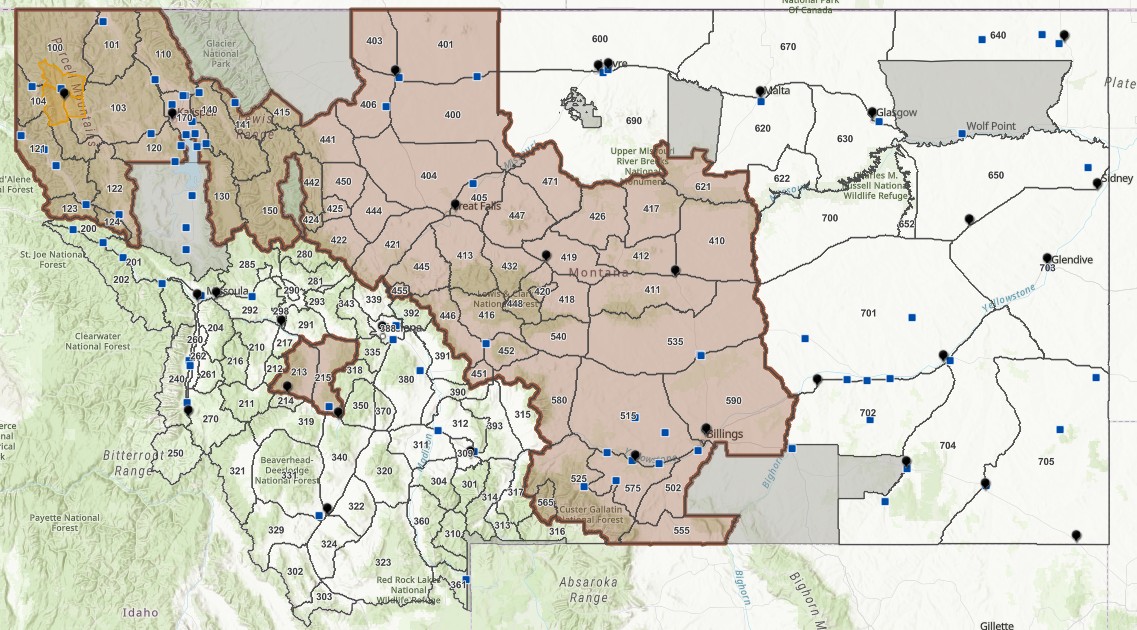 Map of priority sampling areas