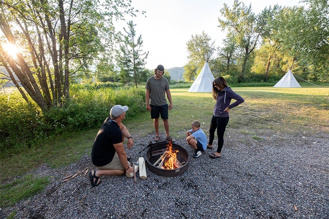 Family around a fire