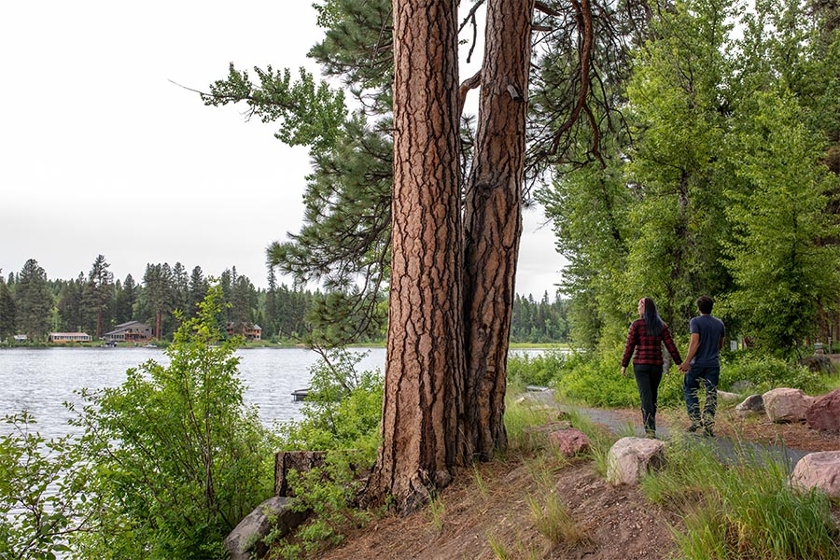 Couple hiking at Placid Lake