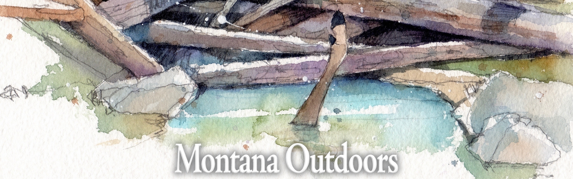 Watercolor illustration of moose leg in creek by Gary Palmer