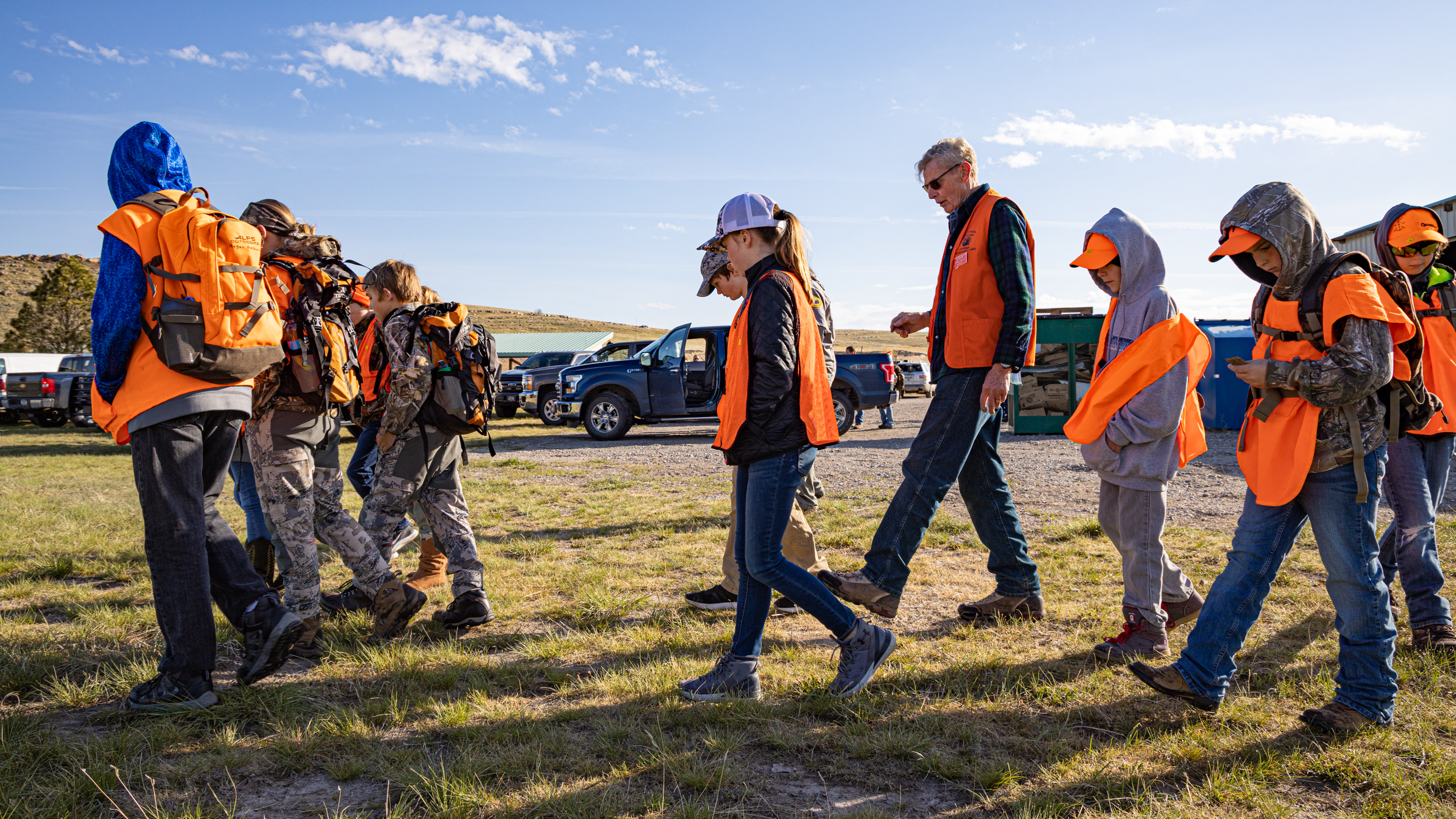 A Hunter Education instructor and students