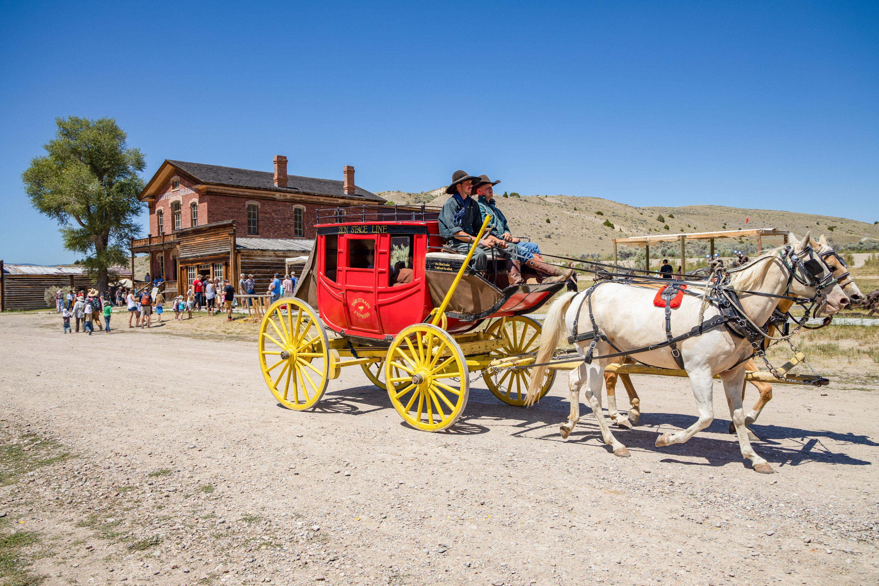 A horse-drawn carriage at Bannack State Park.
