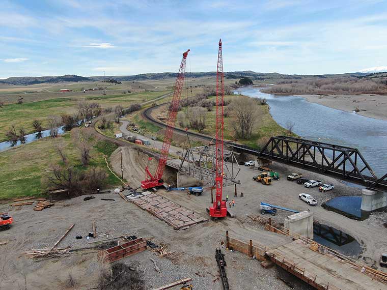 Construction at Two Bridges Road bridge