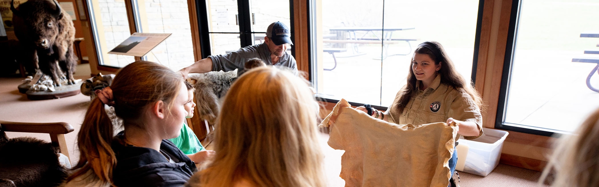 Children learning at First Peoples Buffalo Jump