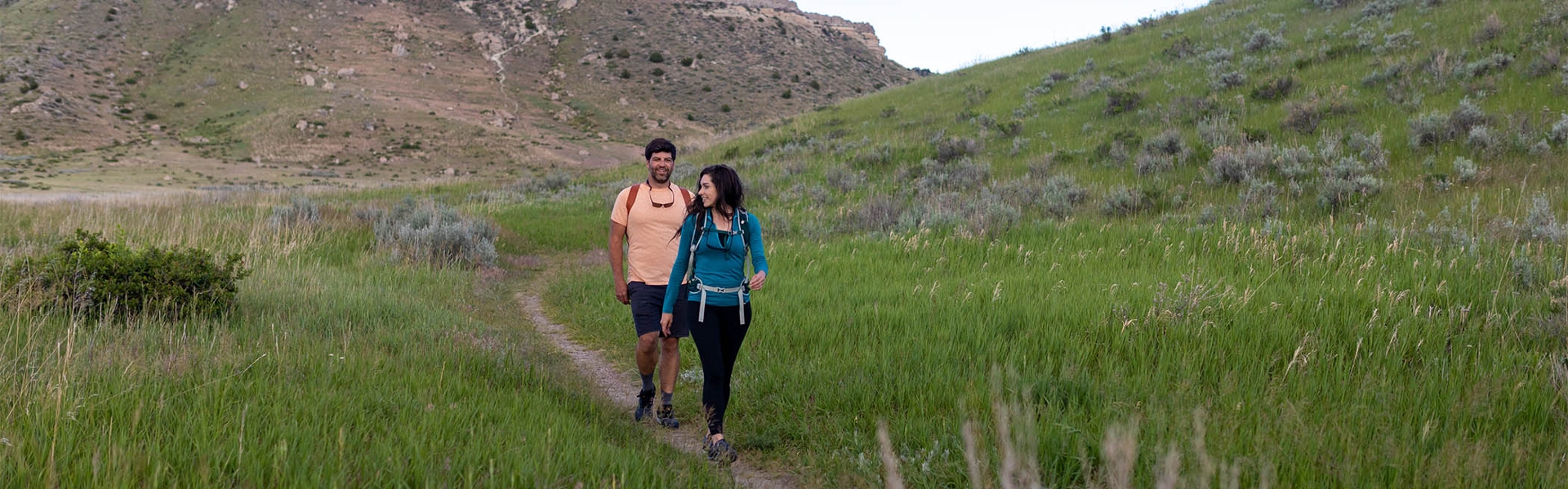 Couple hiking in the woods