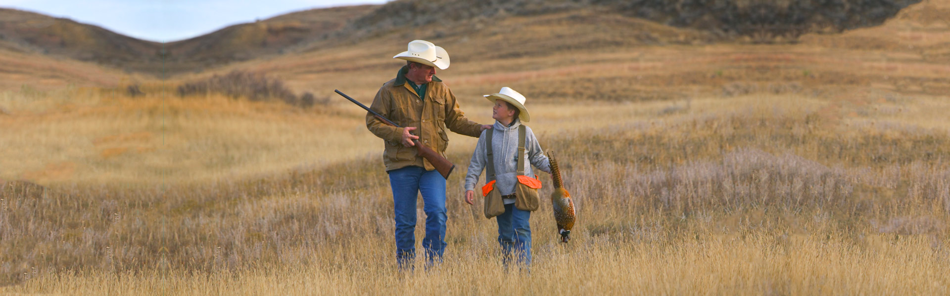 Upland game bird hunters in the field