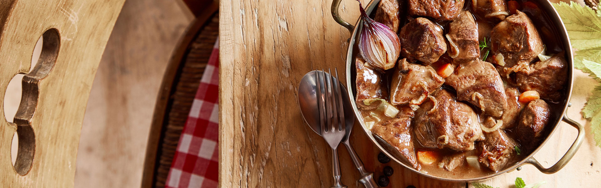 Wild venison goulash with roasted vegetables