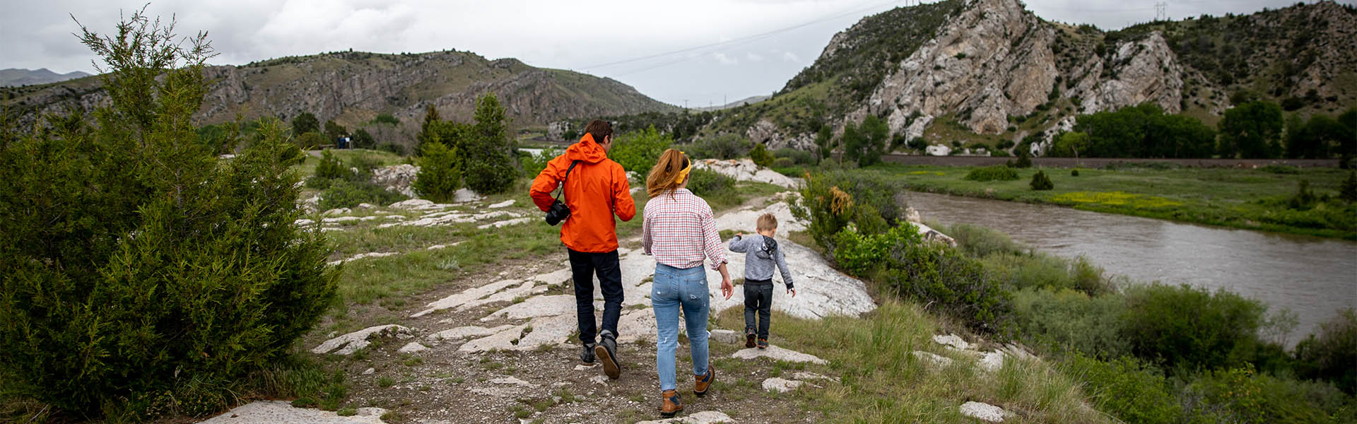 Family walking near the Missouri headwaters.