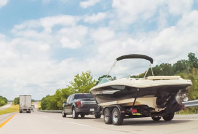 Boat trailer on highway