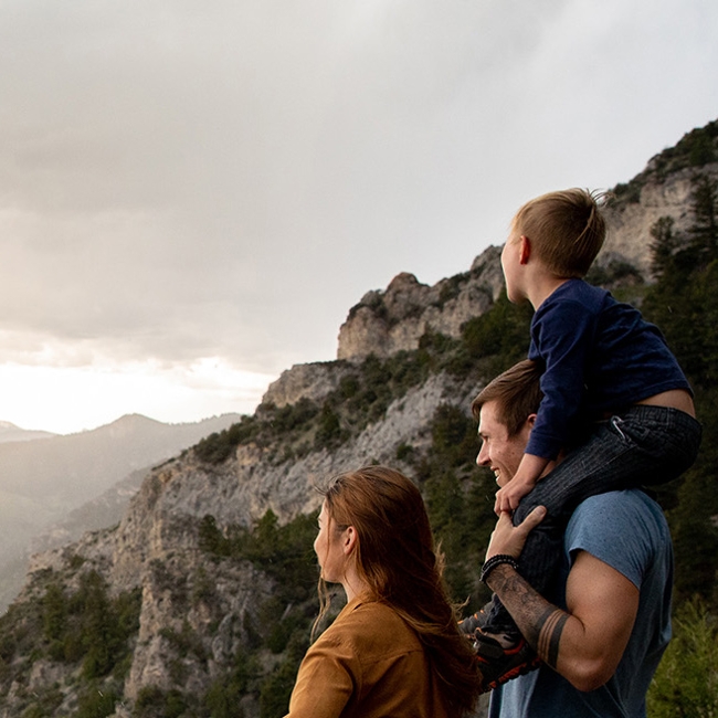 Family looking at landscape